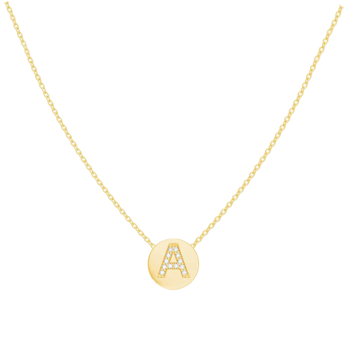 Kids Diamond Initial Coin Necklace Baby Gold