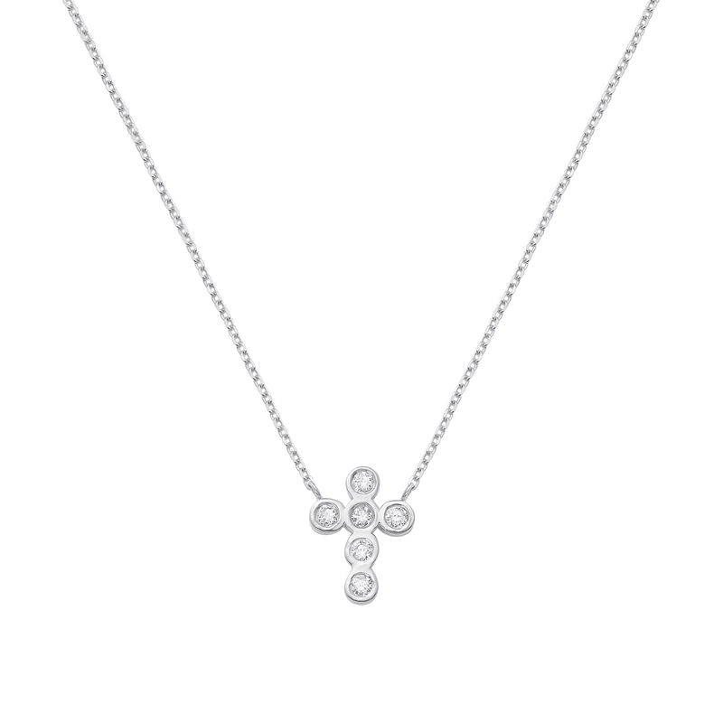 Kids Diamond Bezel Cross Necklace