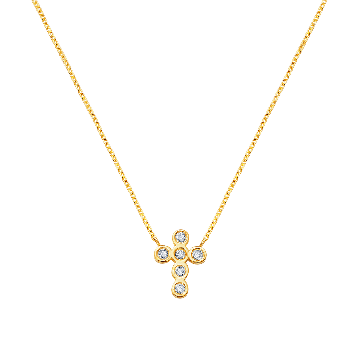 Diamond Bezel Cross Necklace