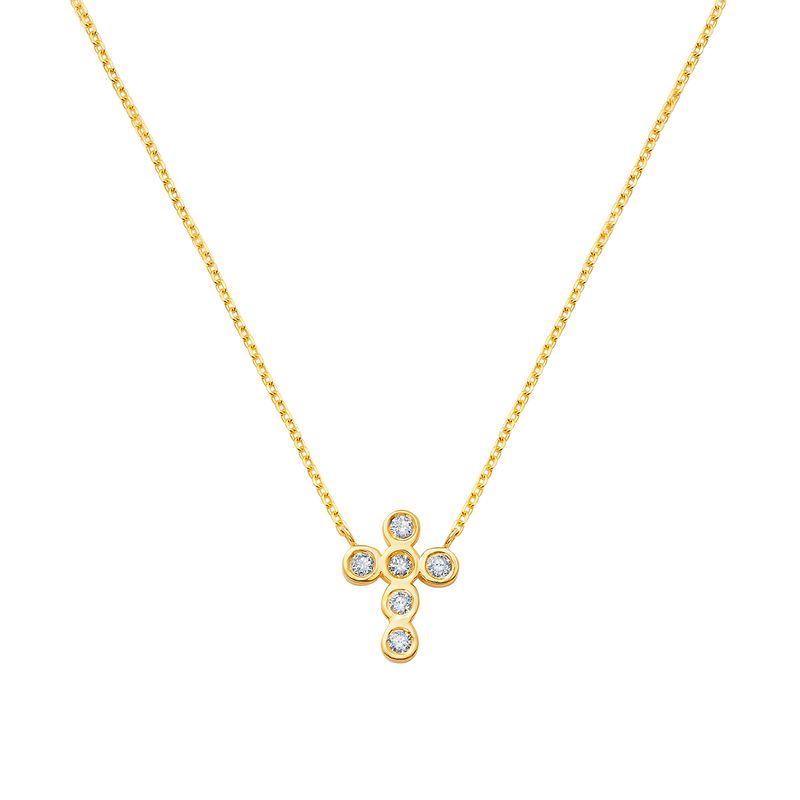 Kids Diamond Bezel Cross Necklace