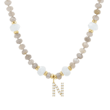 Diamond Letter Aqua & Labradorite Necklace