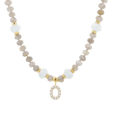 Diamond Letter Aqua & Labradorite Necklace