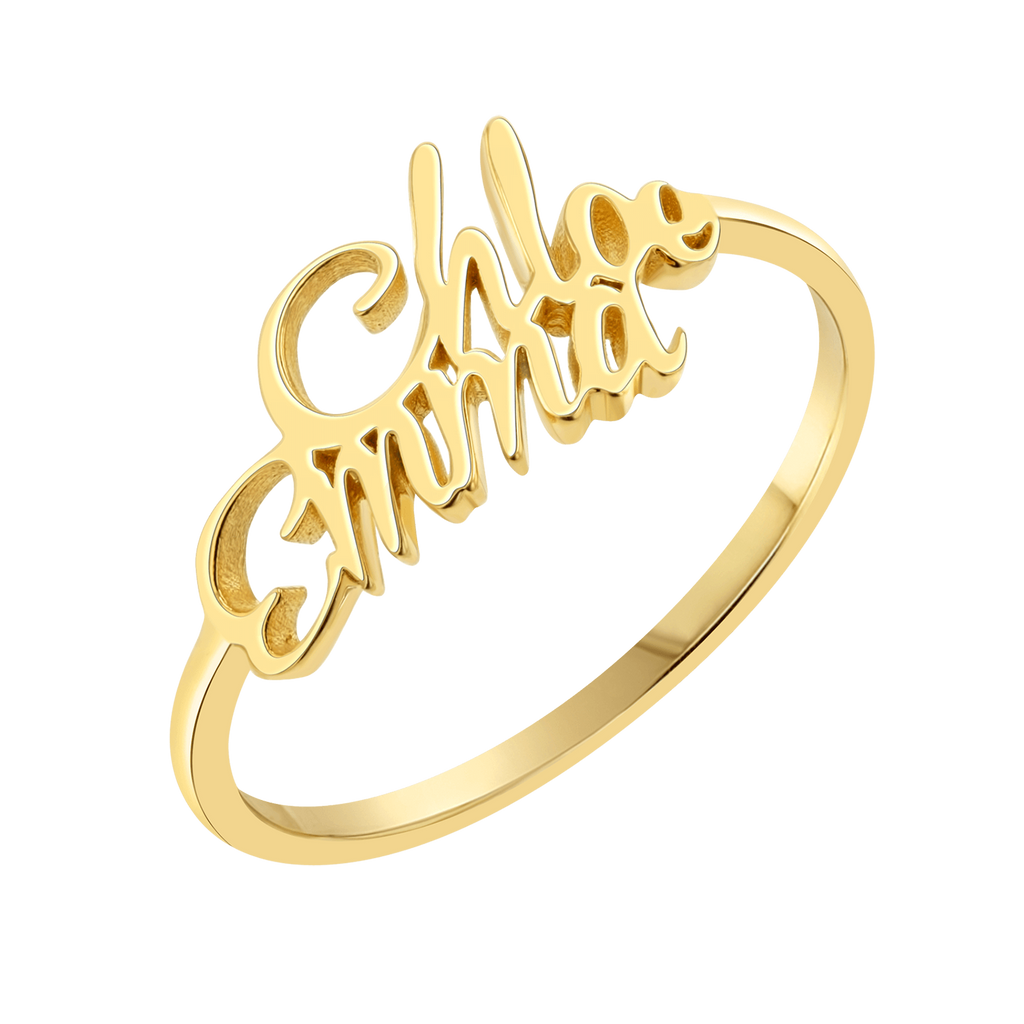 Script Double Name Ring