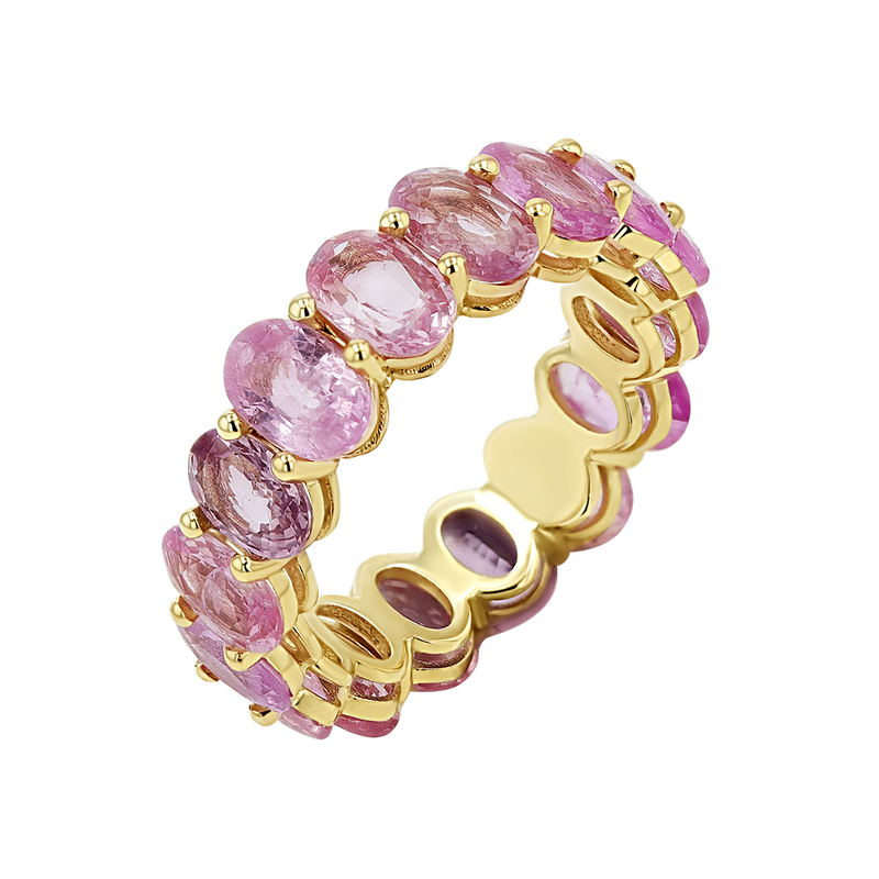 Genuine Pink Sapphire Oval Eternity Band