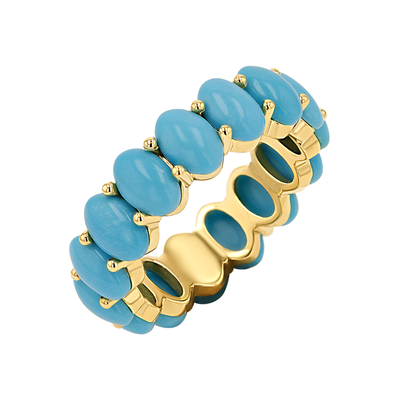 Genuine Turquoise Oval Eternity Band