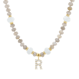 Diamond Letter Aqua & Labradorite Necklace