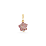 14K solid gold jewelry charm with pink freshwater pearl shaped as a star.
