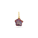 14K solid gold jewelry charm with purple freshwater pearl shaped as a star.