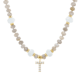 Diamond Letter Aqua & Labradorite Necklace