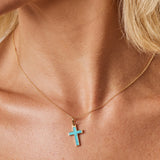 Turquoise Inlay Cross Charm