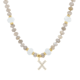 Diamond Letter Aqua & Labradorite Necklace