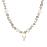 Diamond Letter Aqua & Labradorite Necklace