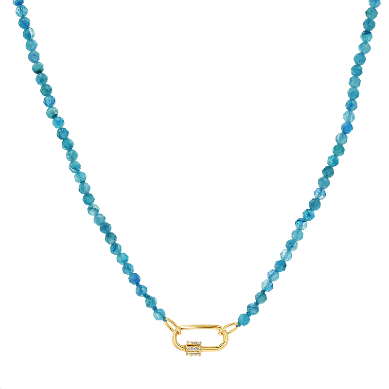 •LINKED• blue apatite + gold necklace (28