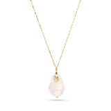 White baroque pearl with a 14k gold initial charm on a 14k solid gold chain.