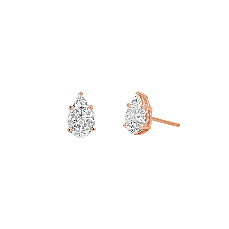 Pear Shape Illusion Set Diamond Stud Earrings