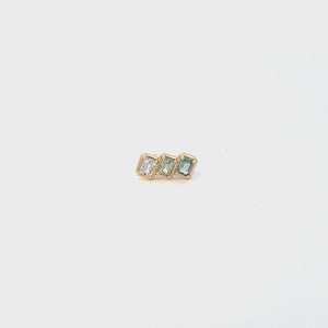 Emerald Cut Blue Ombré Trio Sapphire Earrings