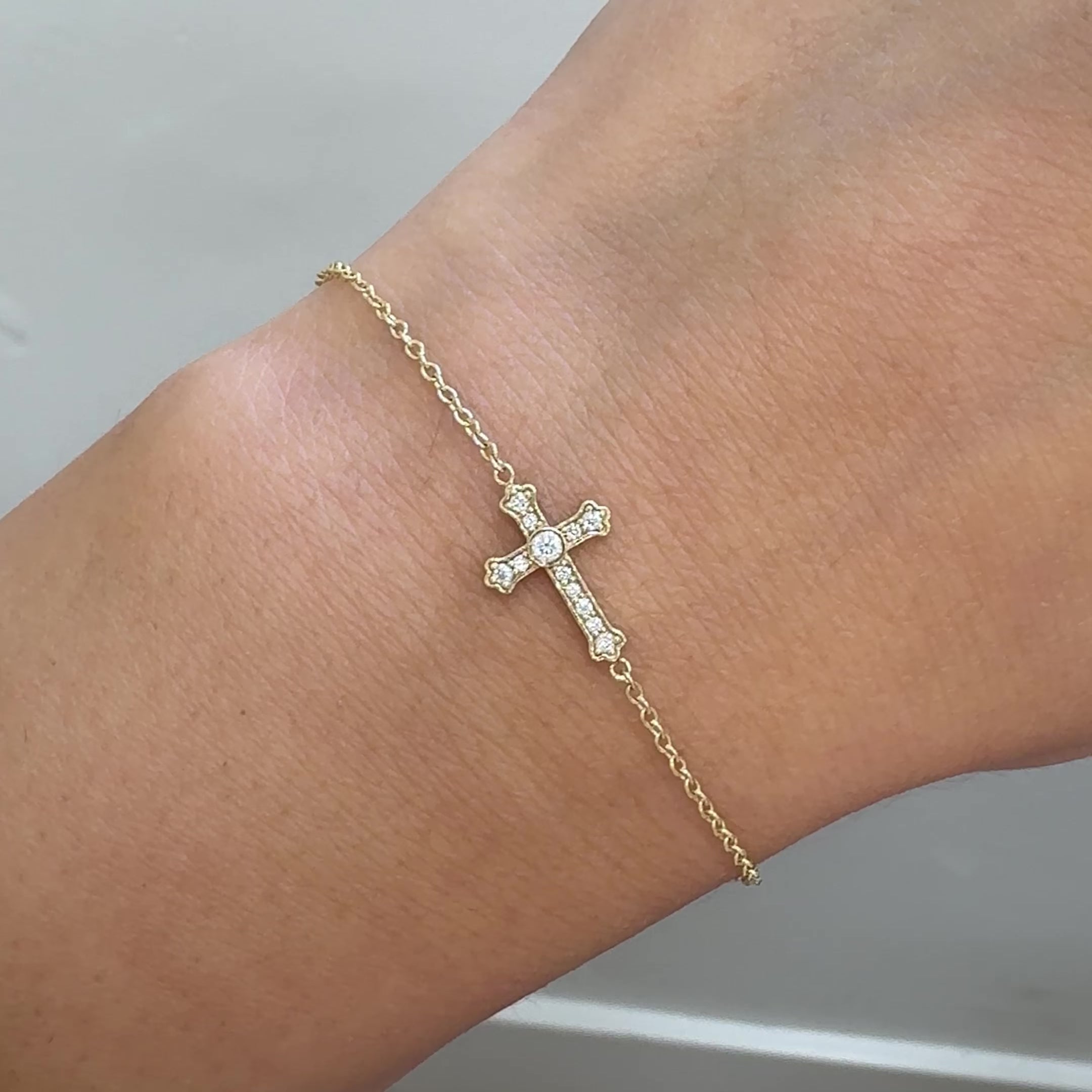 Diamond Sideways Cross Bracelet - Image 5