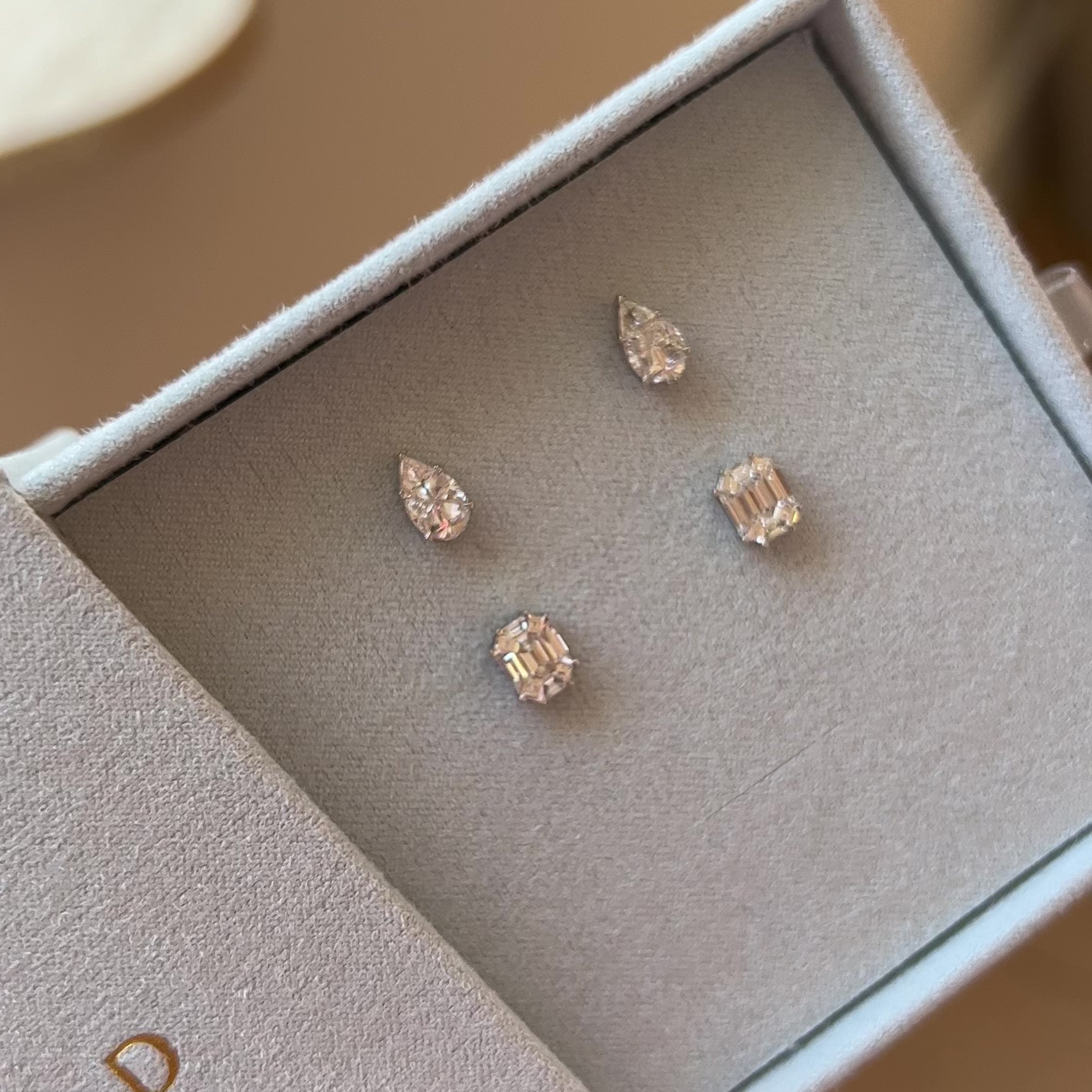 Emerald Shape Illusion Set Diamond Stud Earrings - Image 5