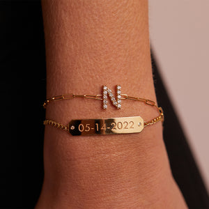 14k Gold Initial Bracelet-letter Bracelet-monogram 