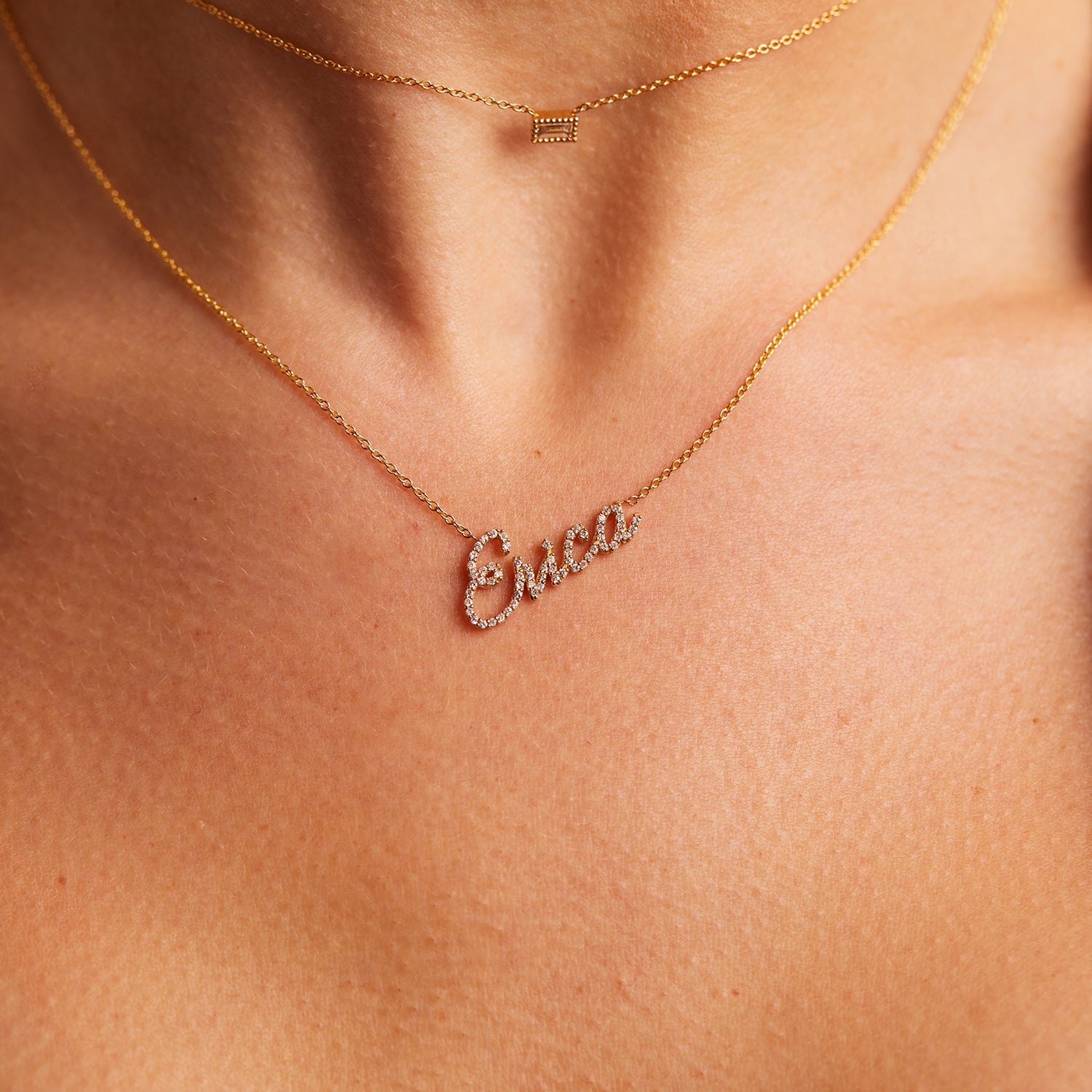 Diamond Custom Script Name Necklace – Baby Gold