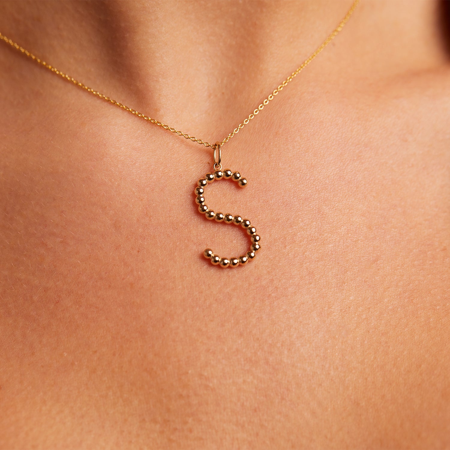 Large Gold Bead Letter Charm - Image 8