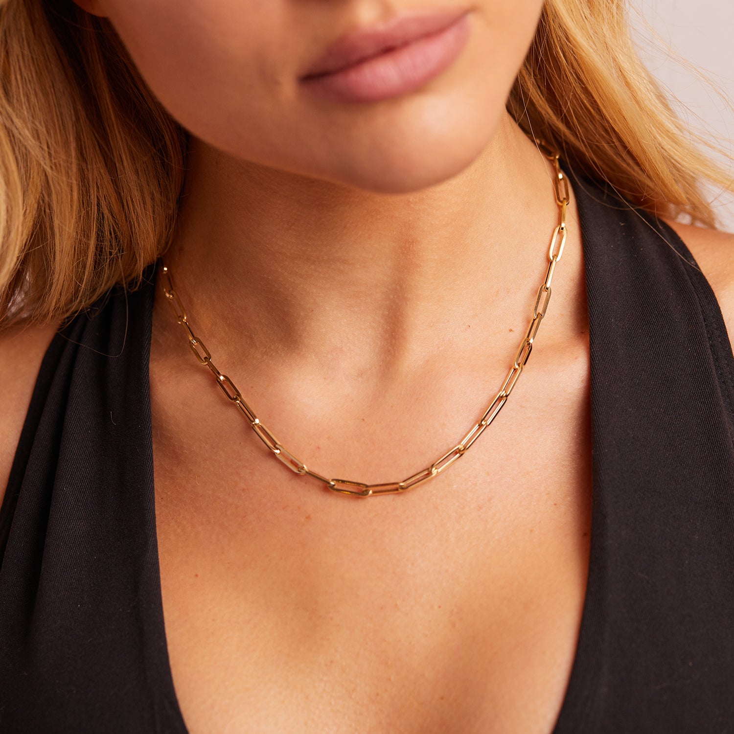 Baby Gold 14K Large Paper Clip Chain Necklace