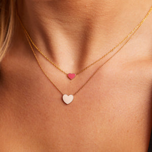 14K Solid White Gold Heart Necklace Minimalist Heart 