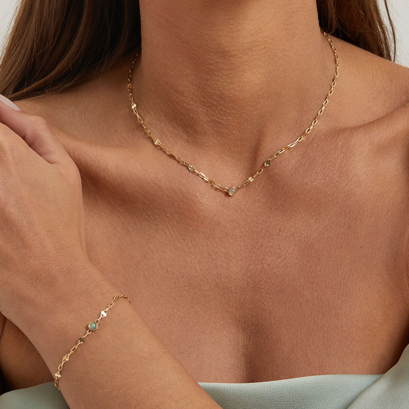 Opal Solitaire Sequin Necklace