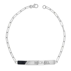 Slash Engravable Bracelet with Diamond Accents