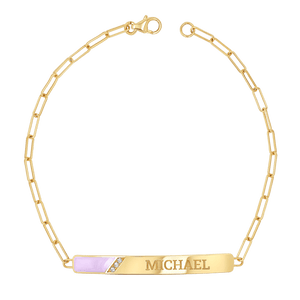 Slash Engravable Bracelet with Diamond Accents
