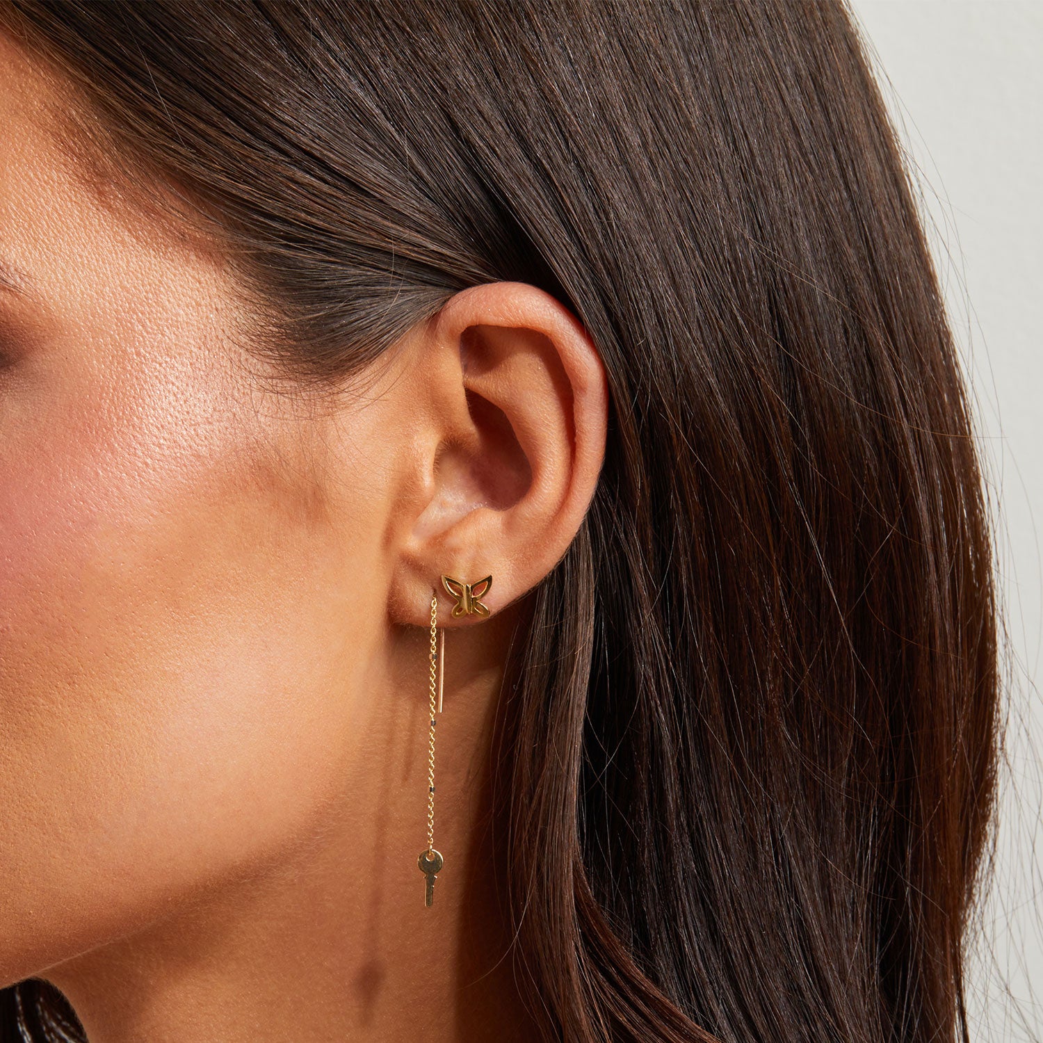 Key Sparkle Chain Threader Earring - Image 8