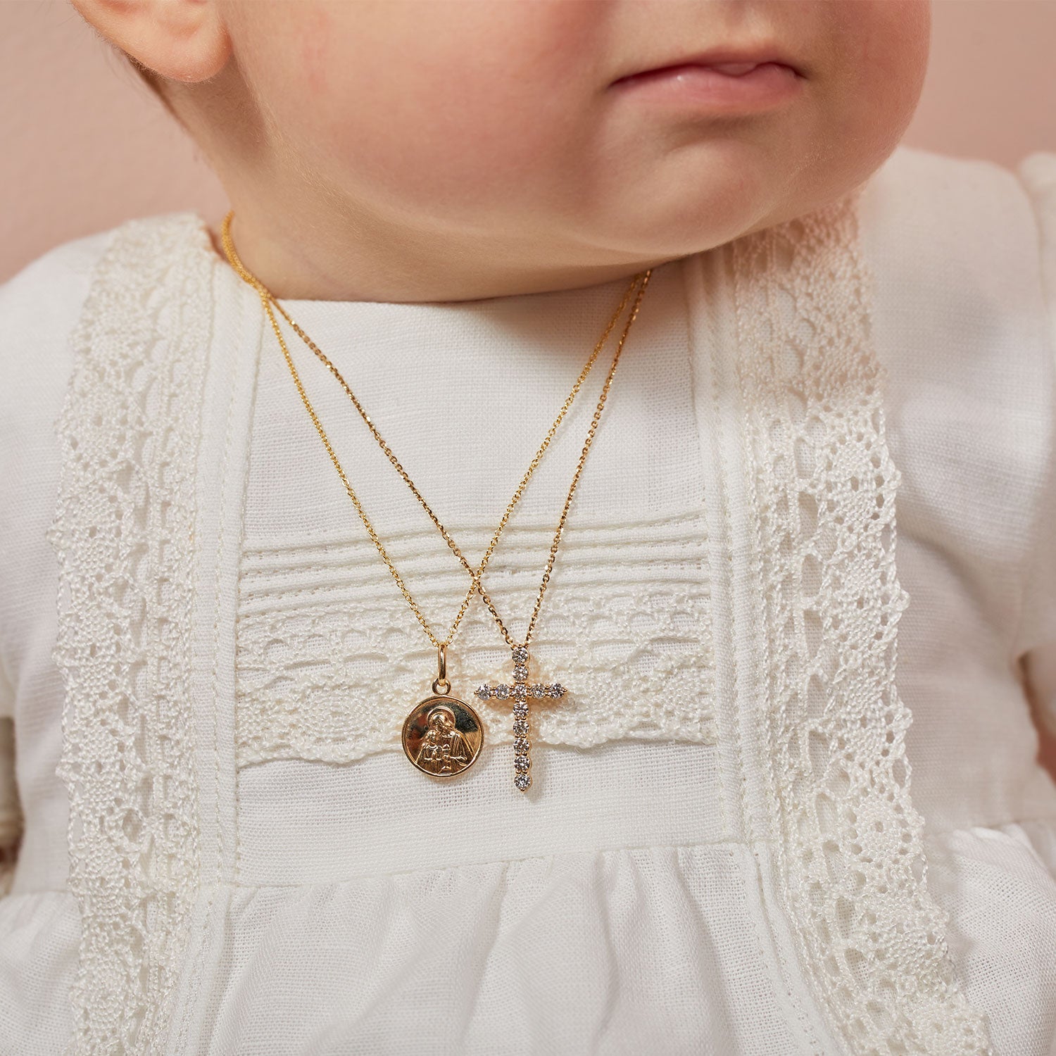 14K Gold Kids Diamond Cross Necklace – Baby Gold