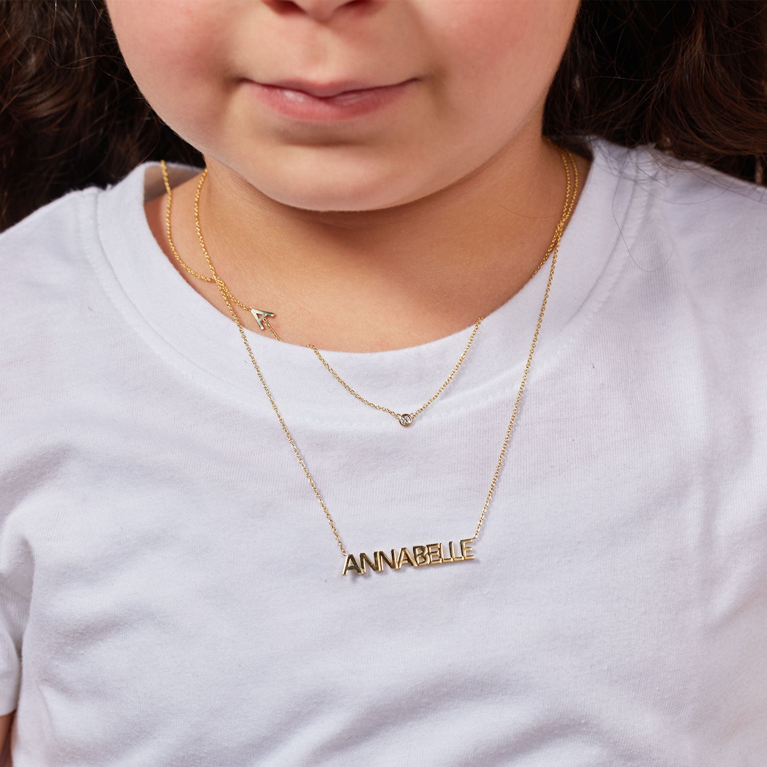 14K Gold Kids Block Letter Name Necklace – Baby Gold