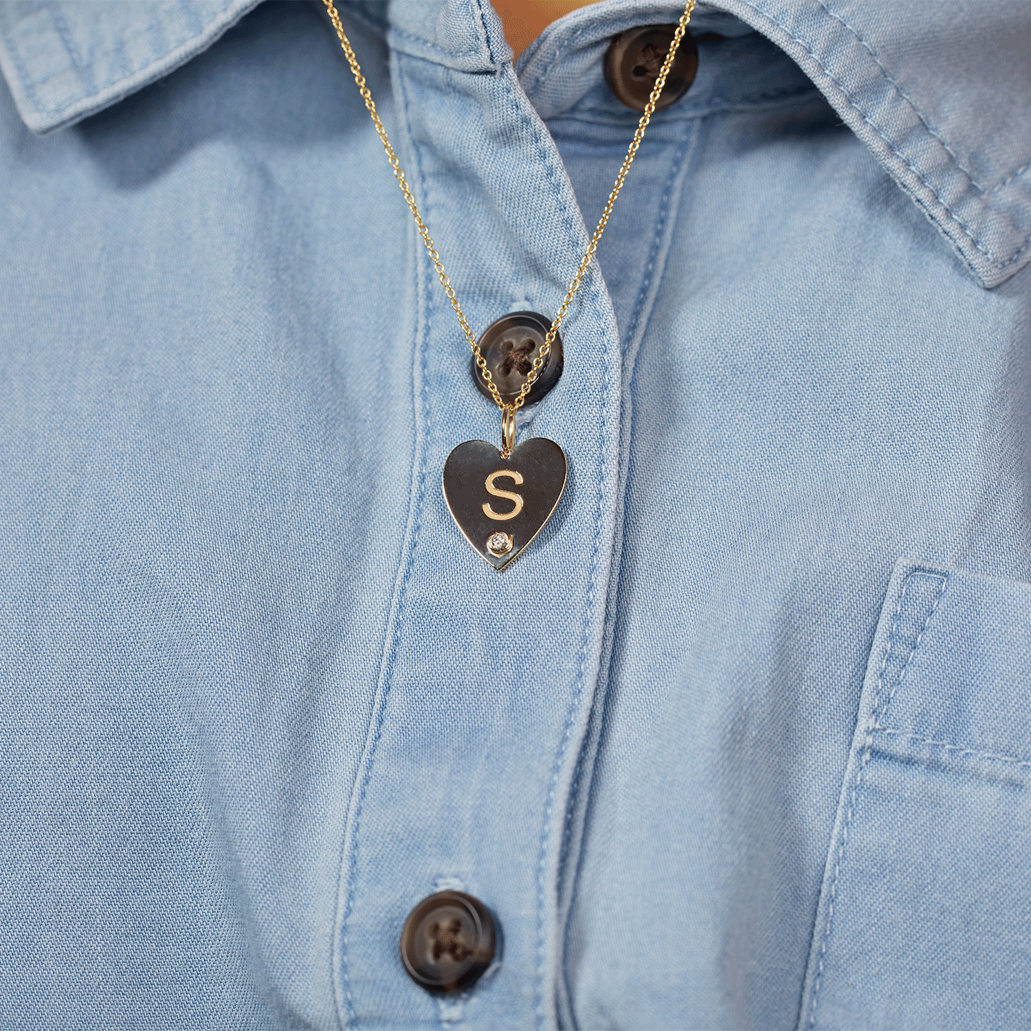 Kids Engravable Diamond Initial Heart Charm - Image 5