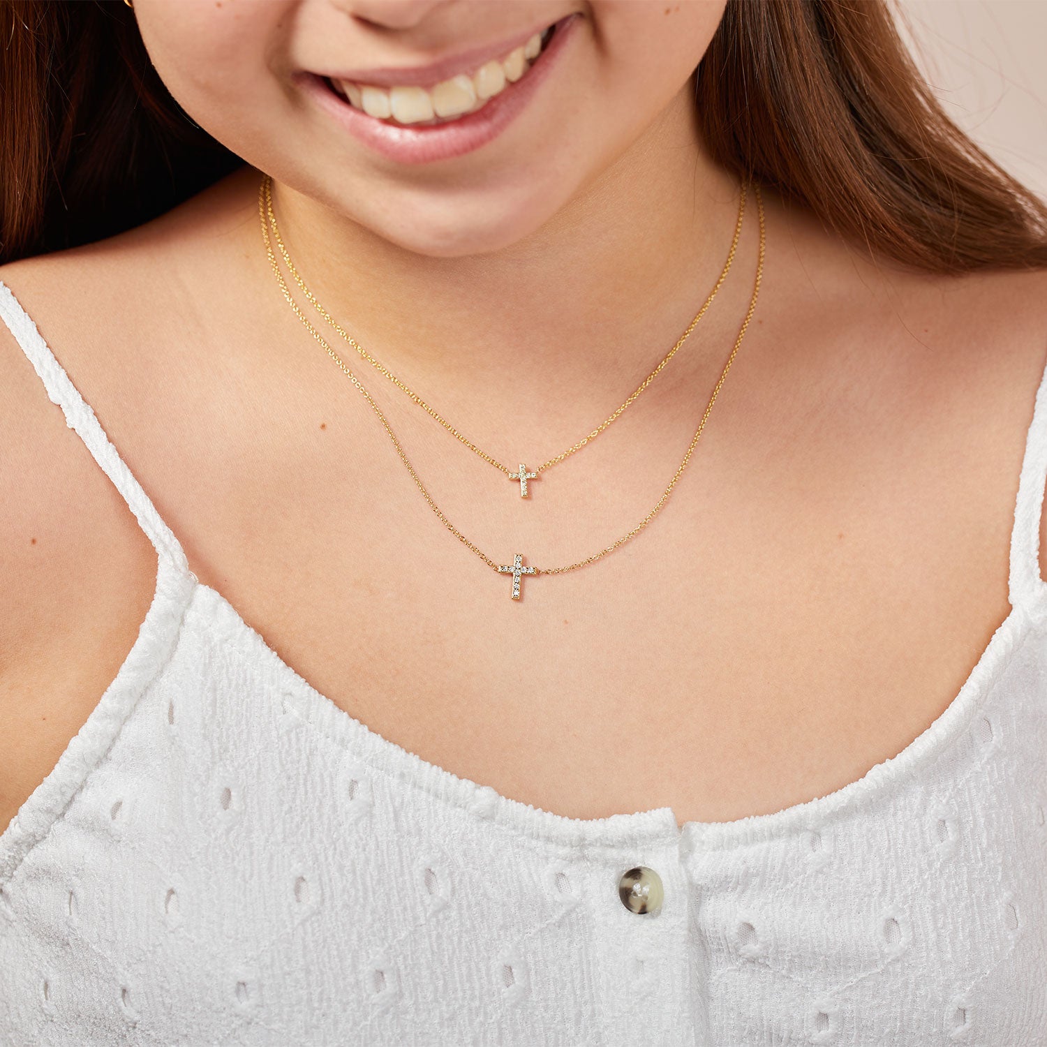Kids Pave Cross Necklace – Baby Gold