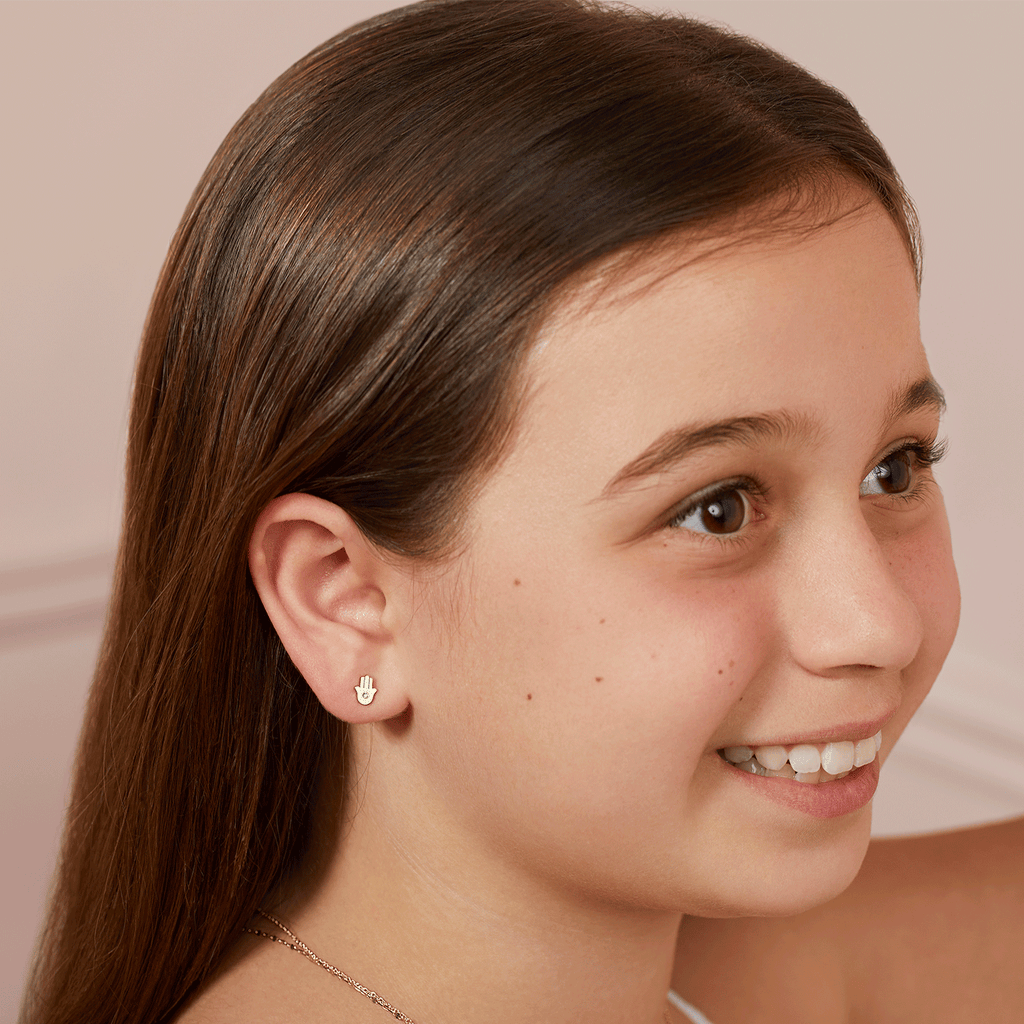 Kids Hamsa Diamond Stud Earrings
