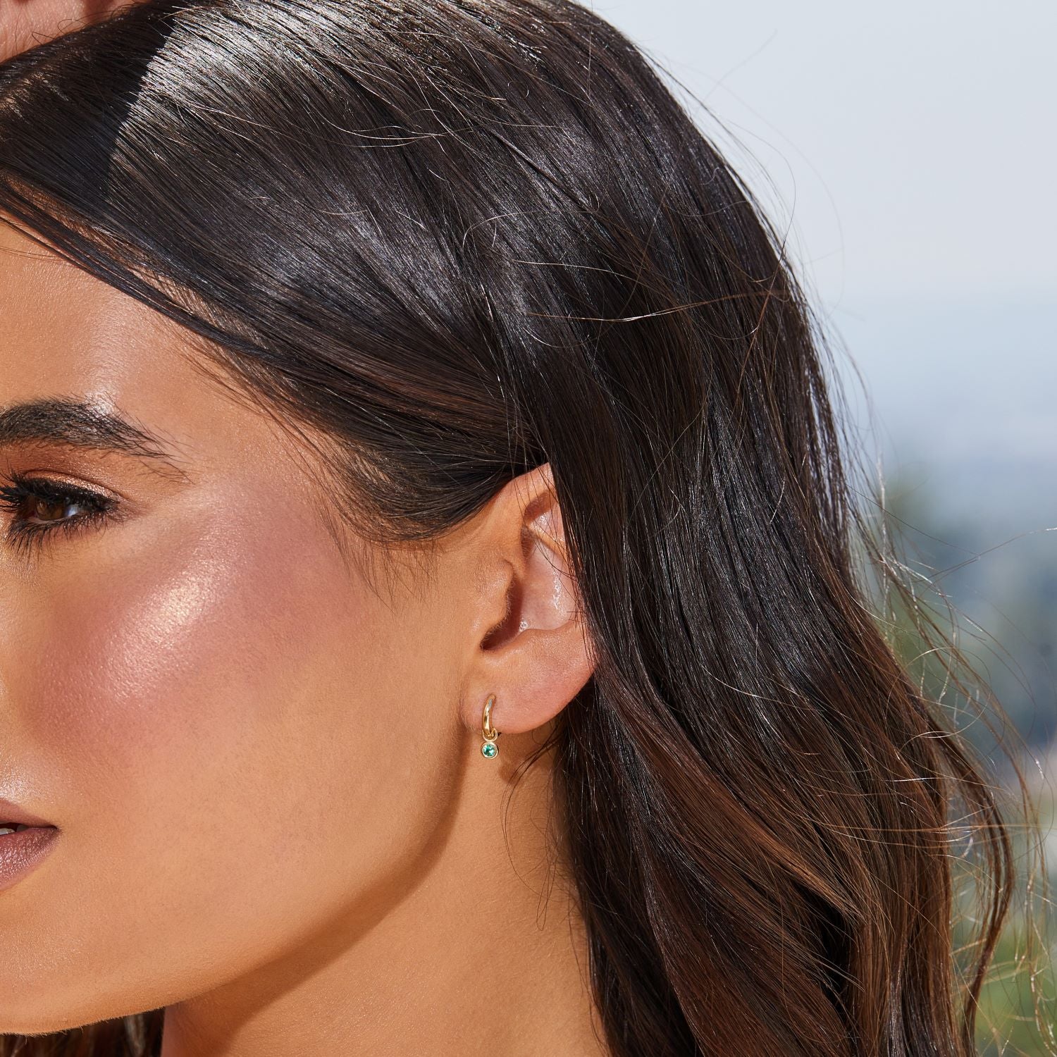 Gemstone Drop Huggies Hoops - Image 5