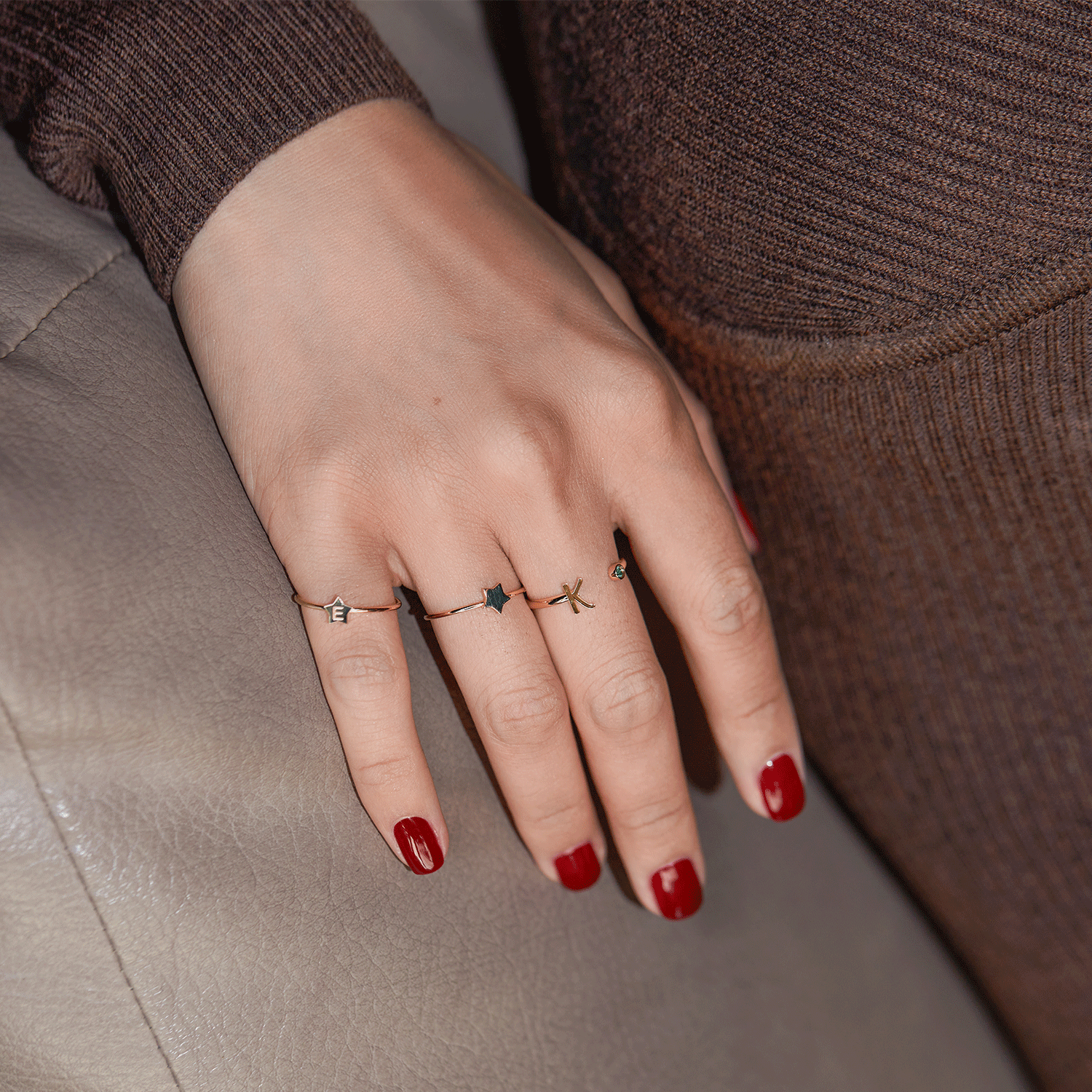 Initial and birthstone online ring