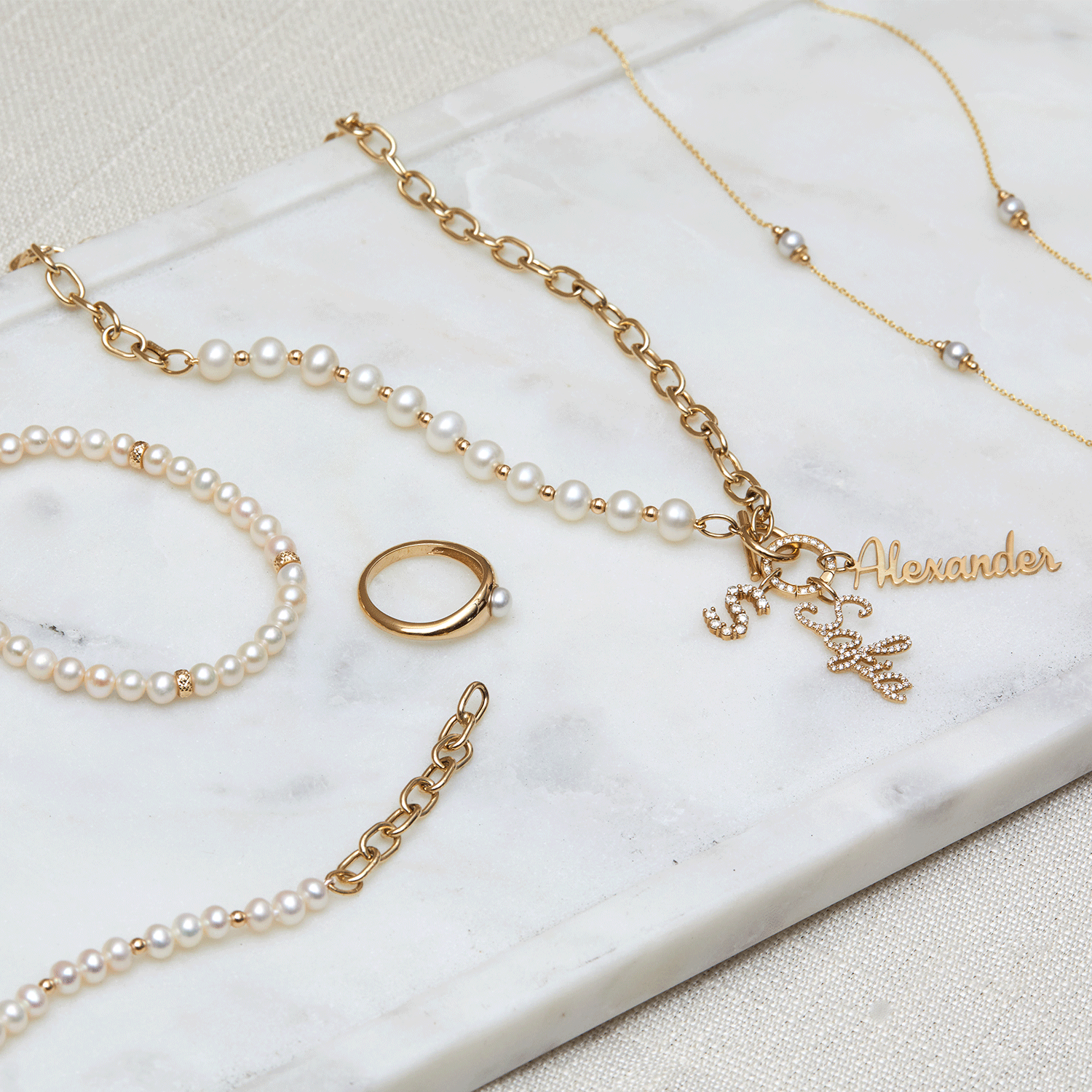 14K Gold Pearl on Chain Toggle Necklace – Baby Gold 14K Gold Pearl on Chain Toggle Necklace – Baby Gold