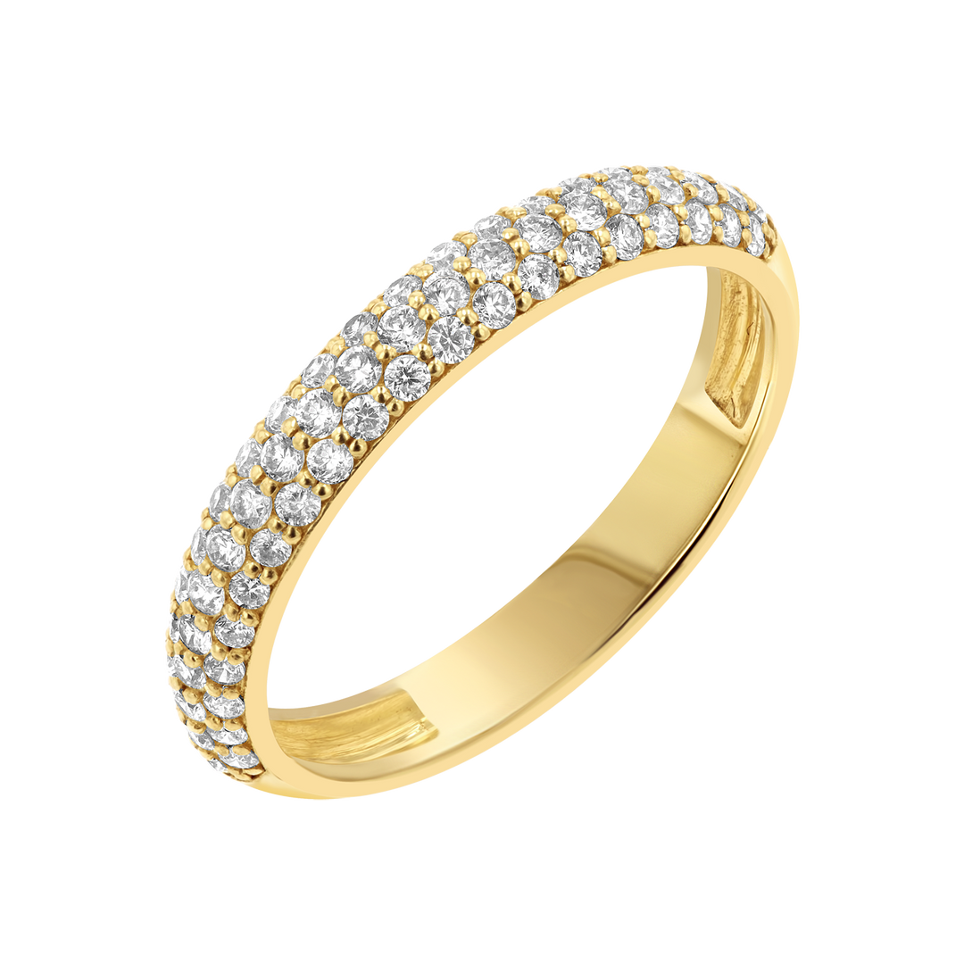 14K Gold Three Row Pave Diamond Band – Baby Gold