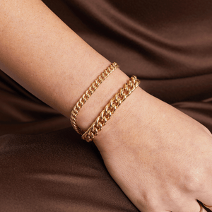 Large Gold Charm Bracelet, Bracelet with Custom Links in 14 Karat
