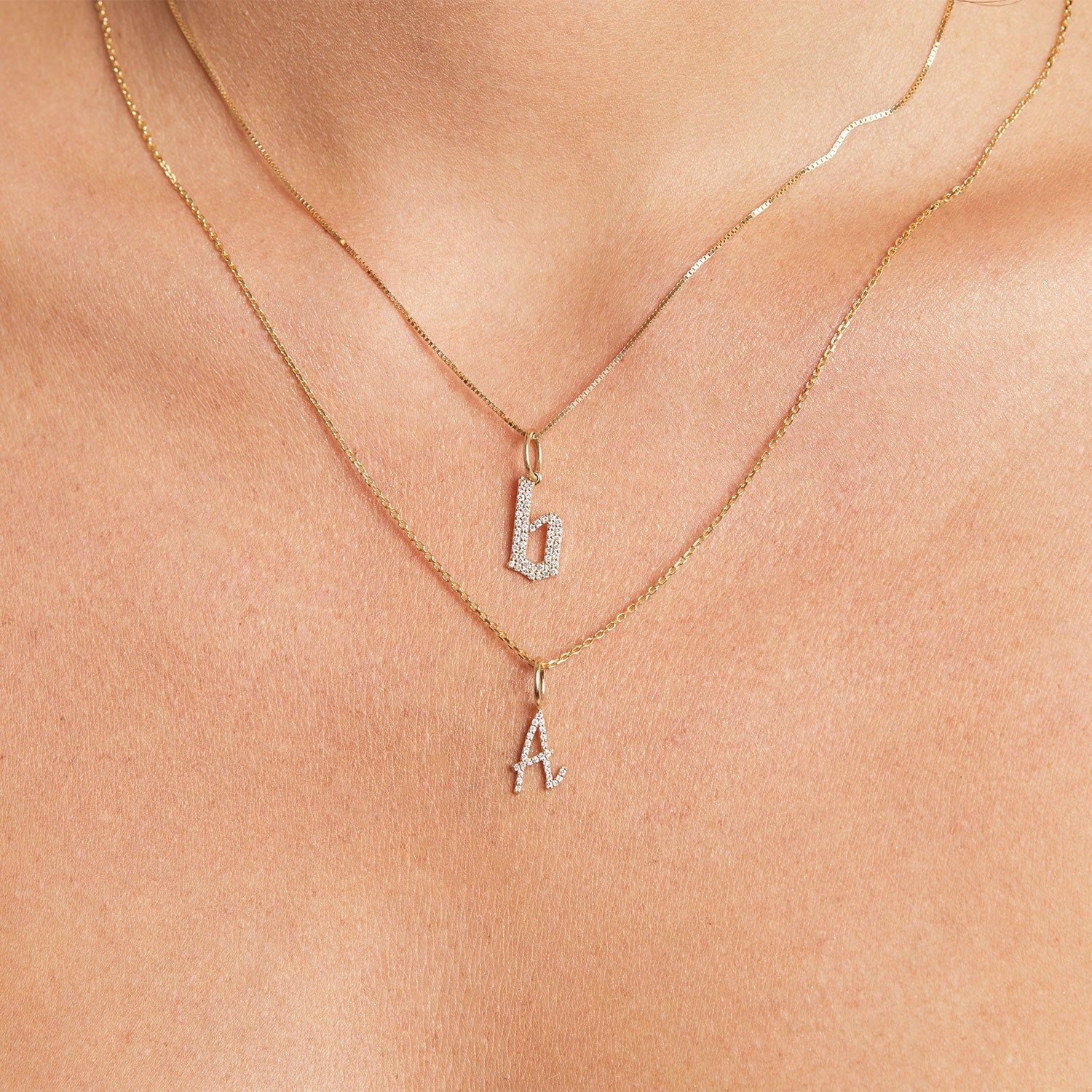 Gothic diamond initial necklace Clearance