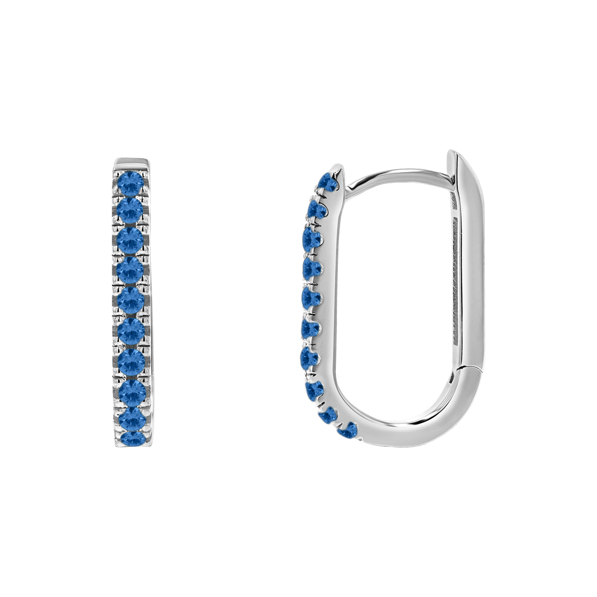 Gemstone Pave Paper Clip Huggie Earrings - Image 10