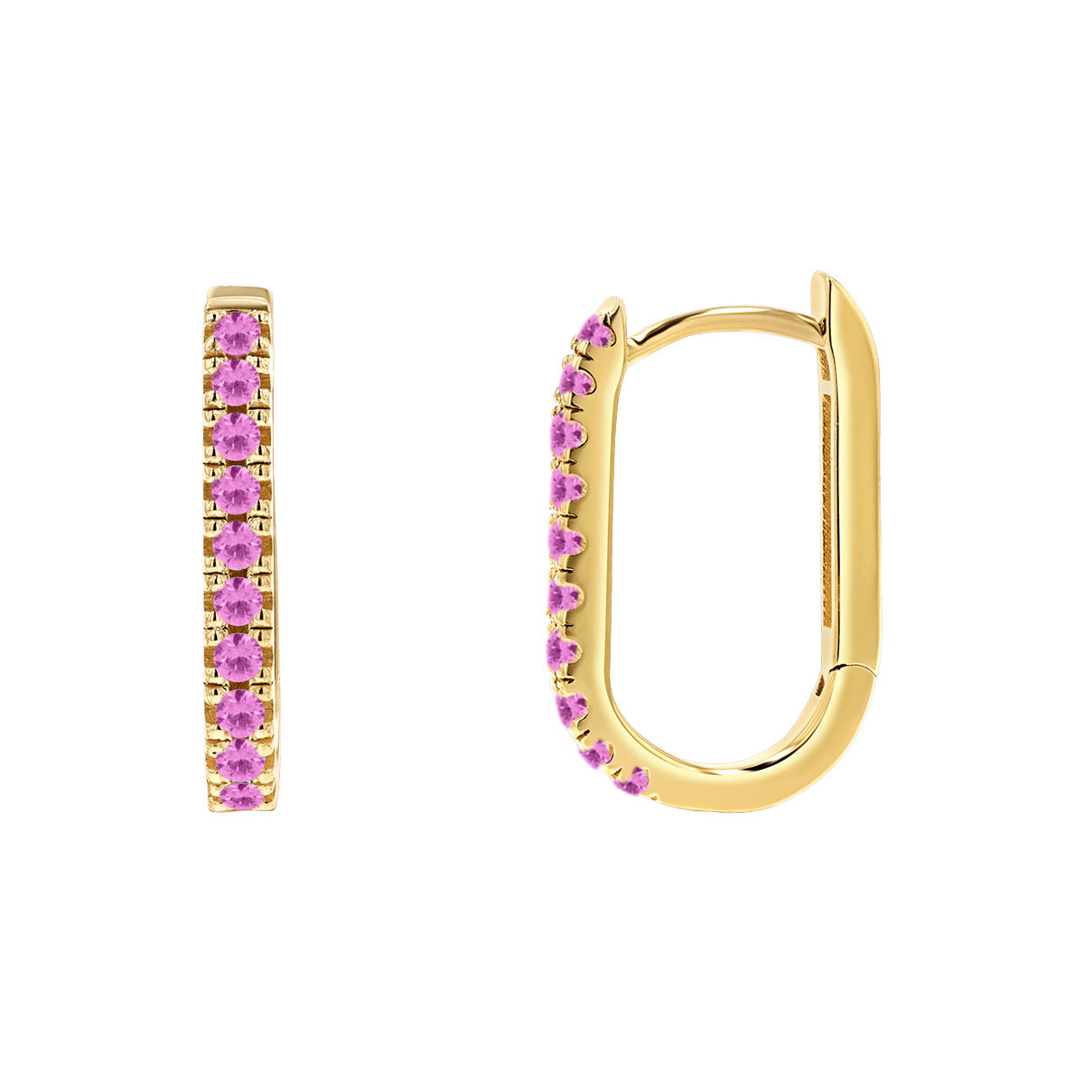 Gemstone Pave Paper Clip Huggie Earrings - Image 7