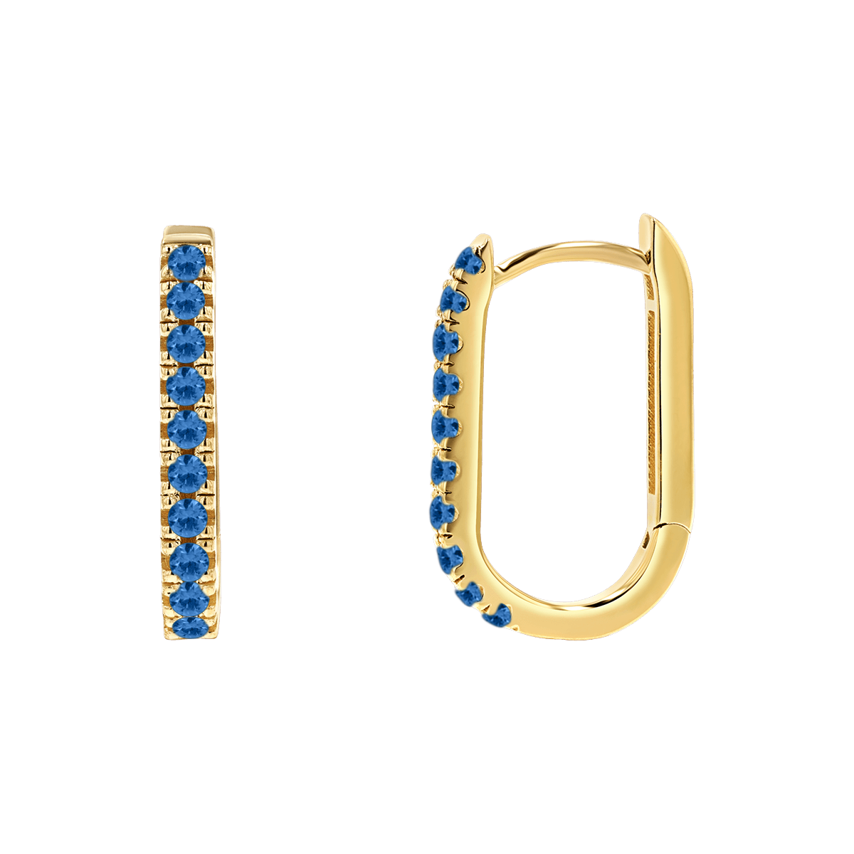 Gemstone Pave Paper Clip Huggie Earrings - Image 8