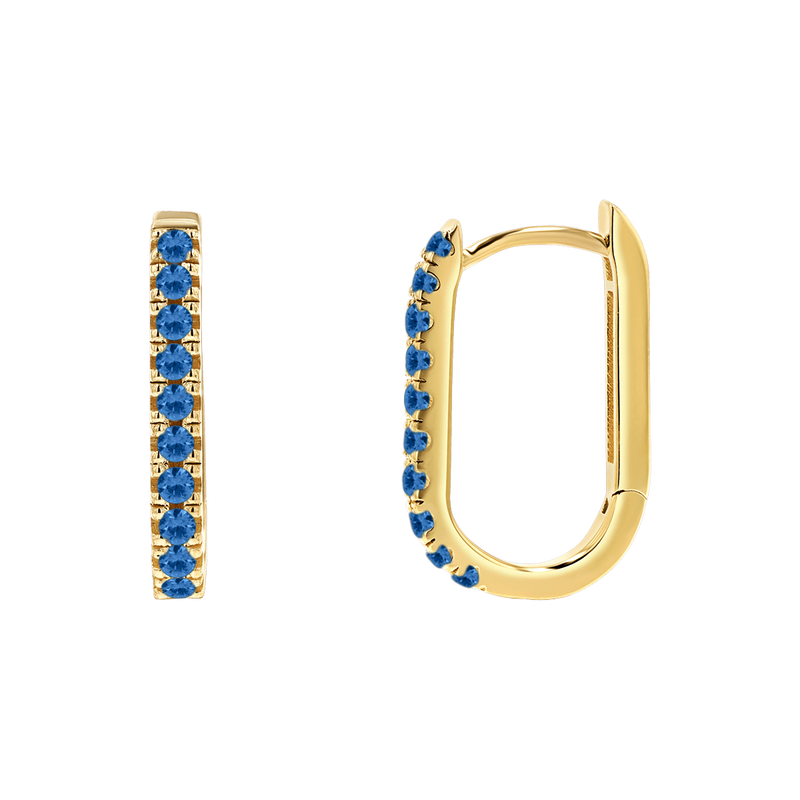 14K Gold Gemstone Pave Paperclip Huggies Hoop Earrings – Baby Gold