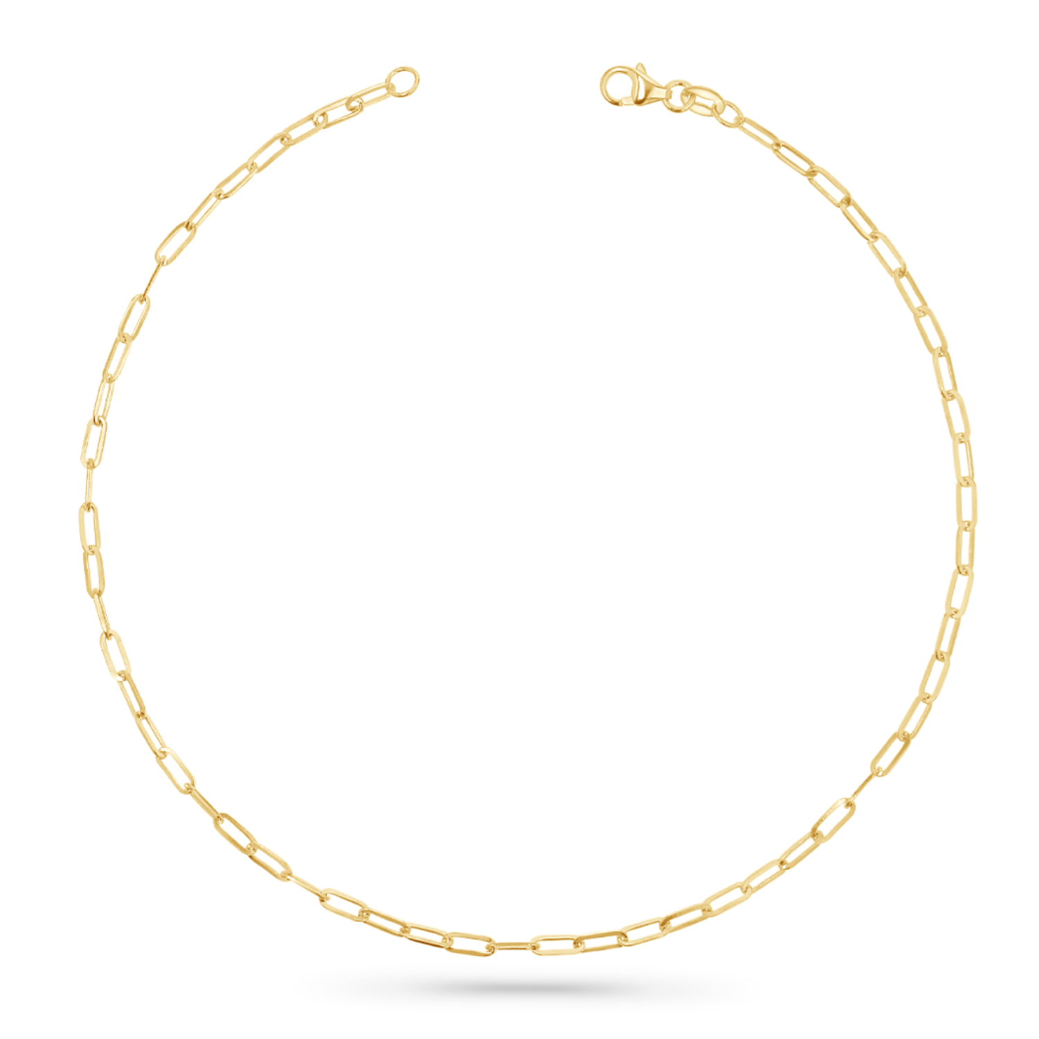 14K solid yellow gold bracelet with oval links and a lobster clasp.