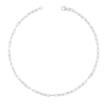 14k solid white gold bracelet with dainty oval links and a lobster clasp.