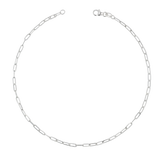 14k solid white gold bracelet with dainty oval links and a lobster clasp.
