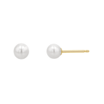 Stud earrings with white freshwater pearls and 14k yellow gold earring post